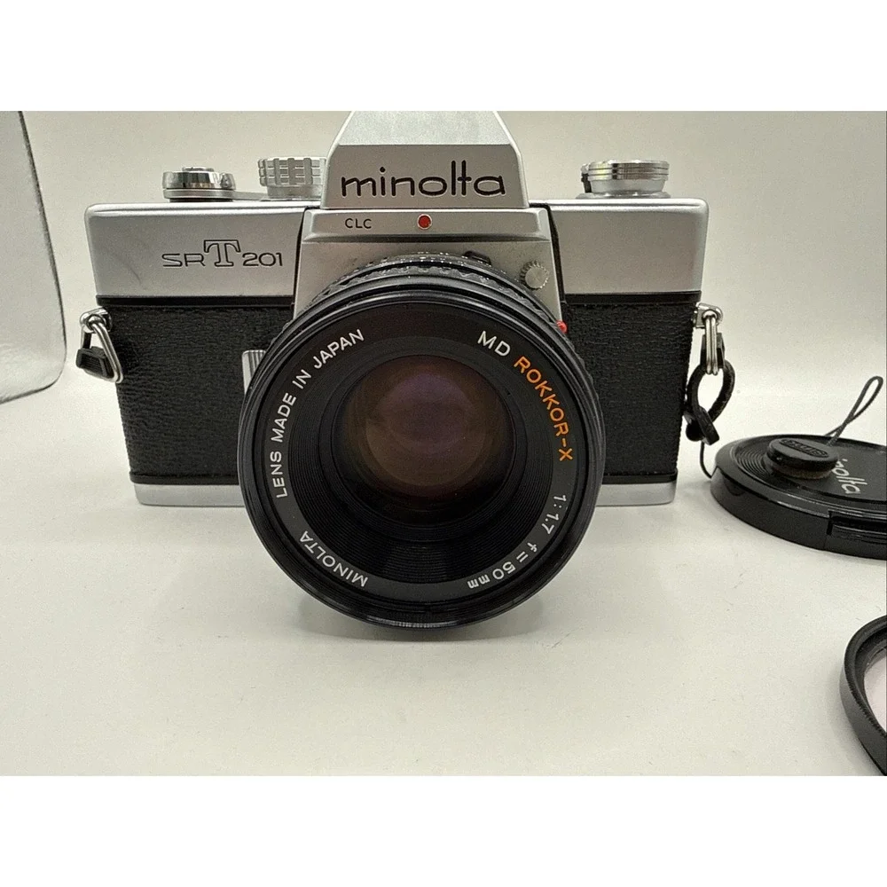 Minolta SRT 201 35mm Film Camera & 50mm f1.7 Rokkor X Lens Partially Tested